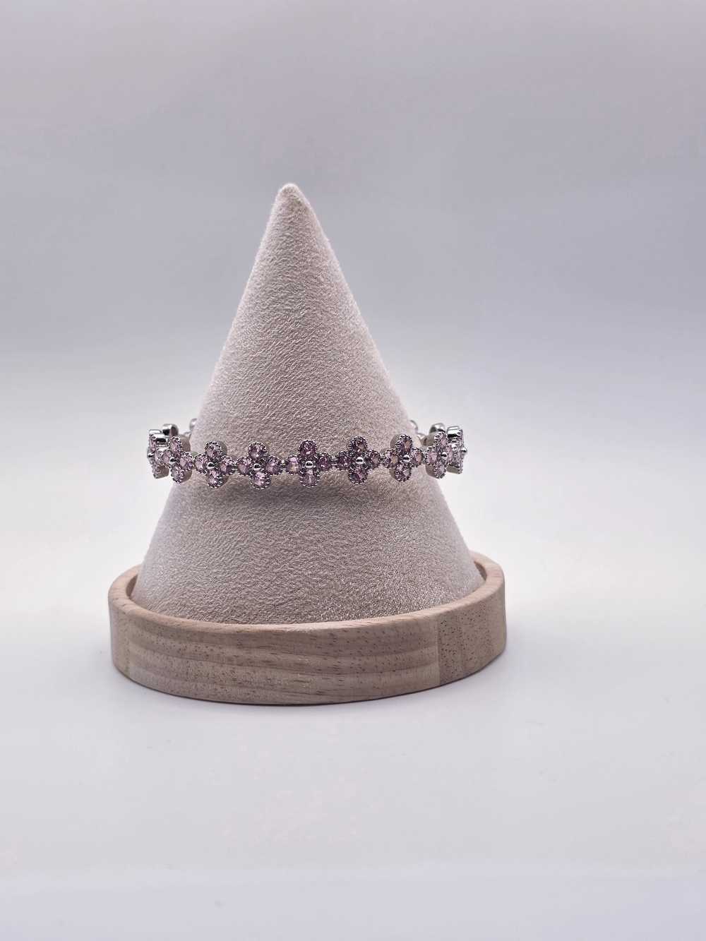 Delicate Pink Crystal Flower Bracelet